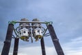 Balloon gas burners against blue cloudy sky. Royalty Free Stock Photo