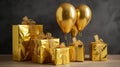 Balloon Gifts Gold Color Generative AI