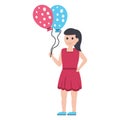 Balloon girl, cute girl Vector Illustration icon which can be easily modified