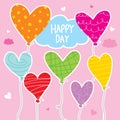 Balloon Heart Colorful Cartoon Character Vector Design