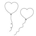 Balloon-heart one-line art, hand drawn continuous contour. Romantic holiday minimalist design. Decoration for relationships,