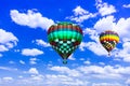 Balloon hot air Beautiful colorful flying in vast sky Landscape.