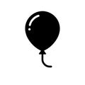 Balloon icon. Black symbol of rubber air balloon. Holiday symbol.