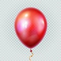 Balloon isolated on transparent background. Vector realistic red festive 3d helium ballon Royalty Free Stock Photo