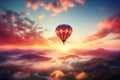 Balloon journey Sunrise background, hot summer, freedom and travel