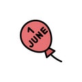 Balloon, 1 June icon. Simple color with outline vector elements of Children\'s day icons for ui and ux, website or mobile