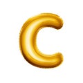 Balloon letter C 3D golden foil realistic alphabet Royalty Free Stock Photo