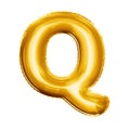 Balloon letter Q 3D golden foil realistic alphabet