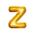 Balloon letter Z 3D golden foil realistic alphabet