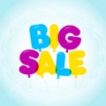 Balloon Lettering, colorful Big Sale text. Rounded, semi-transparent, bubble letters on a blue sky background Royalty Free Stock Photo