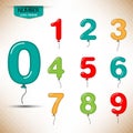 Balloon numbers and font template vector