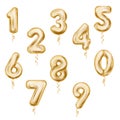 Balloon Numbers Realistic Icon Set