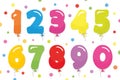 Balloon numbers set. For birthday and party festive design.
