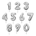 Balloon Numbers Sliver Realistic Icon Set