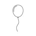 Balloon outline icon. Line ballon with string in cartoon style. Baloon for birthday, party and wedding. Black silhouette in doodle Royalty Free Stock Photo