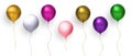 Balloon party set isolated on transparent background. Vector realistic Royalty Free Stock Photo