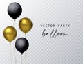 Balloon party set isolated on transparent background. Vector realistic Royalty Free Stock Photo