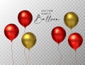 Balloon party set isolated on transparent background. Vector realistic Royalty Free Stock Photo