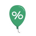 Balloon with percent symbol. Graphic design sale elelment isolated on white background. Flat vector illustration.