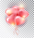 Balloon pink heart set. Symbol of love. Gift. Valentine s day . Vector realistic 3d object. Isolated vector object on a