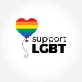 Balloon in rainbow colors, LGBT support symbol with lettering. Icons, logo template.