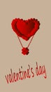 balloon of red hearts with the inscription day of the valentine