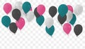 Balloon set isolated on transparent background. Vector realistic for anniversary, birthday party design Royalty Free Stock Photo