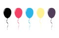 Balloon set. Vector illustration of shiny colorful glossy balloons. Realistic air 3d balloons isolated on white background. Big Royalty Free Stock Photo