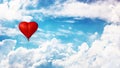 Balloon in the sky. Heartlike balloon. love and Peace. Royalty Free Stock Photo