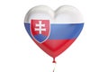 Balloon with Slovakia flag in the shape of heart, 3D rendering Royalty Free Stock Photo