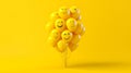 balloon with smile emoticon on yellow background generated ai Royalty Free Stock Photo