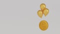 Balloon taking gold coin dollar up on the air, money inflation concept, 3D rendering