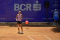 Balloon on tennis court Royalty Free Stock Photo