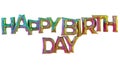 balloon text of colored Happy Birthday on white background, Happy Birthday Golden