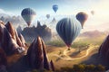 Balloon Tourism, Air Balloons in Sky, Ballooning Drawing Imitation, Abstract Generative AI Illustration