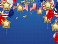 balloon on transparent on star pattern background, Vector illustration. independence day card United States July 4