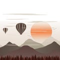 Balloon Travel across Valley Landscape