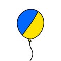 Balloon ukranian flag colors blue yellow freedom symbol hand drawn illustration Royalty Free Stock Photo