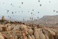 Ballooning At Cappadocia. Colorful Hot Air Balloons In Sky