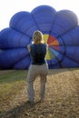 Balloonist inflating balloon Royalty Free Stock Photo