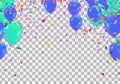 Balloons Abstract background Variegated Confetti Party Vector Background. Fun Streamer Template. Ribbon Shiny Poster. Multi