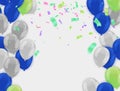 Balloons Abstract background Variegated Confetti Party Vector Background. Fun Streamer Template. Ribbon Shiny Poster. Multi