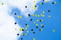 Balloons with Anti-Nuclear-Movement in the Sky Royalty Free Stock Photo