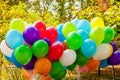 Balloons in autumn park Yellow Autumn time Royalty Free Stock Photo