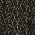 Balloons background. Birthday party dark seamless pattern, flat line illustration. Vector icons of birthday party, kids Royalty Free Stock Photo