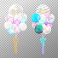 Balloons birthday on transparent background. Realistic transparent  balloon colorful vector illustration. For decorations birthday Royalty Free Stock Photo