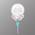 Balloons birthday on transparent background. Realistic big transparent  balloon colorful vector illustration. For decorations Royalty Free Stock Photo