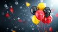 Balloons black, yellow, red on a colored background decorated with paints in the colors of the national flag of Germany Royalty Free Stock Photo