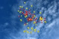 Balloons in blue sky Royalty Free Stock Photo