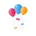 Balloons. Bright colorful balloons in cartoon style. Festive balloons with colored bows. Vector illustration Royalty Free Stock Photo